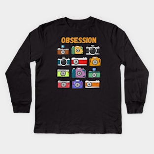 OBSESSION with cameras Kids Long Sleeve T-Shirt